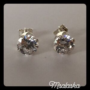 Sterling Silver Clear CZ Stud Earrings